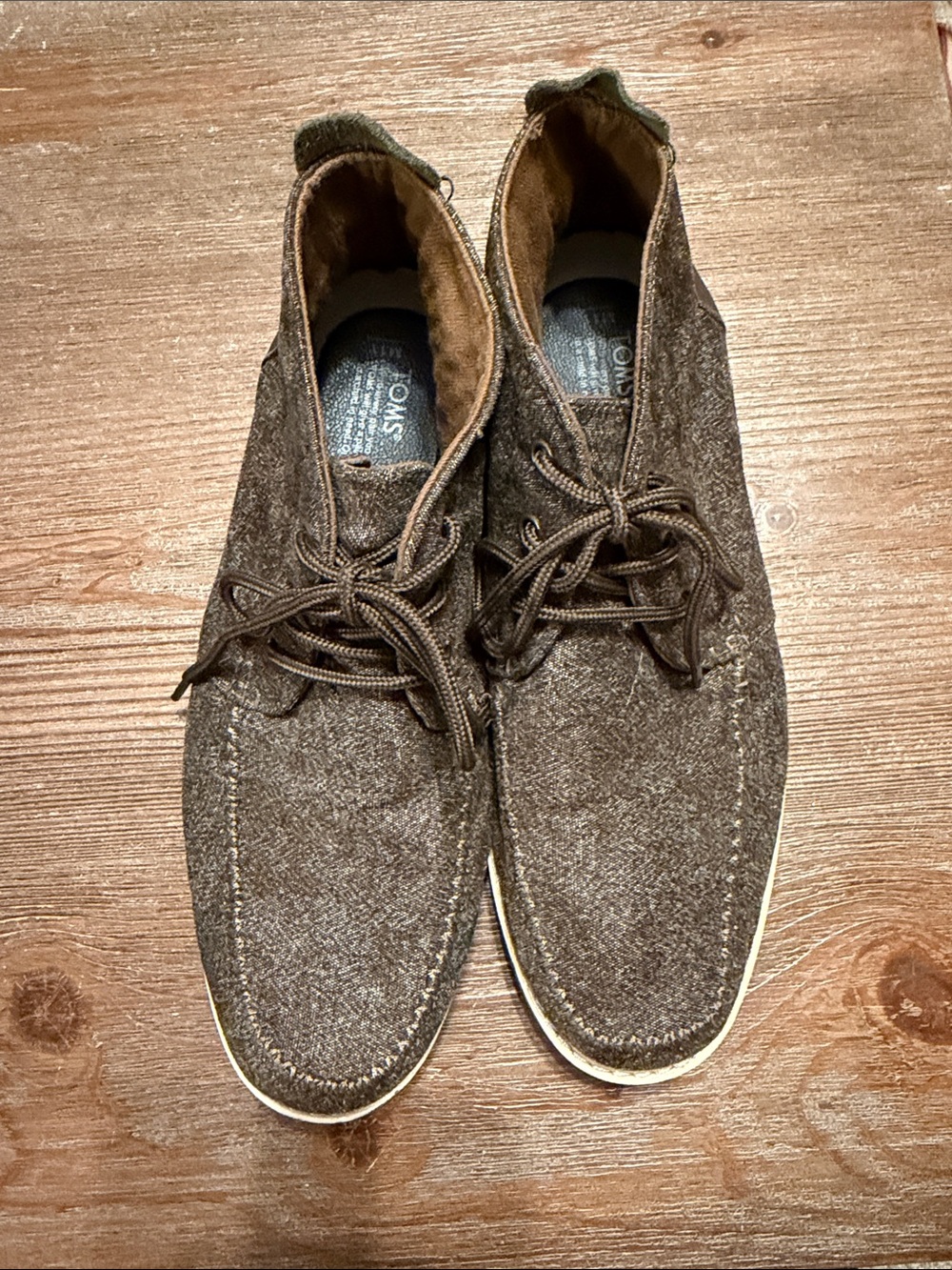 Toms Men's Brown Textile Chukka Boots with Cream Sole 11 - Picture 4 of 5